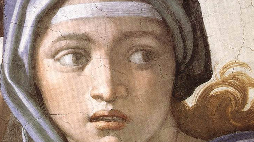 La Sibil·la de Delfos. Detall del fresc de la vola de la Capella Sixtina, de Miquel Àngel