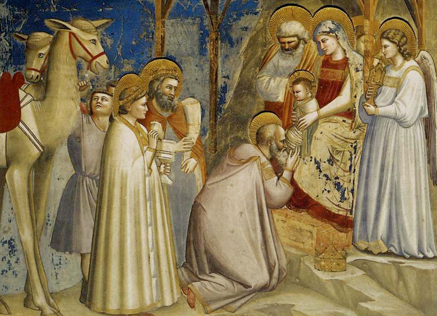 L'Adoració dels Reis (c. 1305), de Giotto di Bondone, pintada a la Capella Scrovegni de Pàdua (Itàlia)