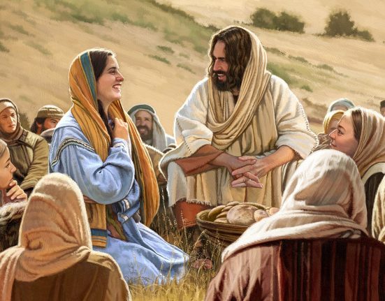 Jesús envoltat de dones - Il·lustració de Dan Burr
