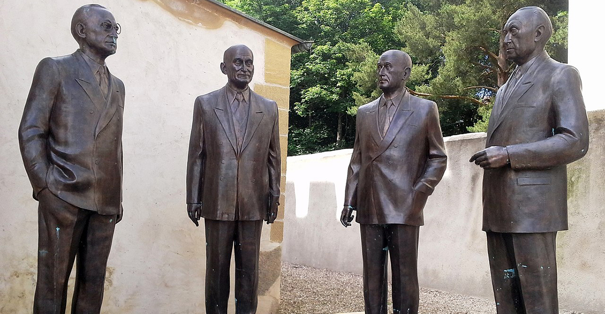 Monument als pares fundadors de la Unió Europea a Scy-Chazelles, França. Obra de Zurab Tsereteli