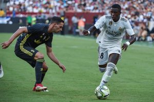 El jugador del Real Madrid, Vinicius, durant un partit