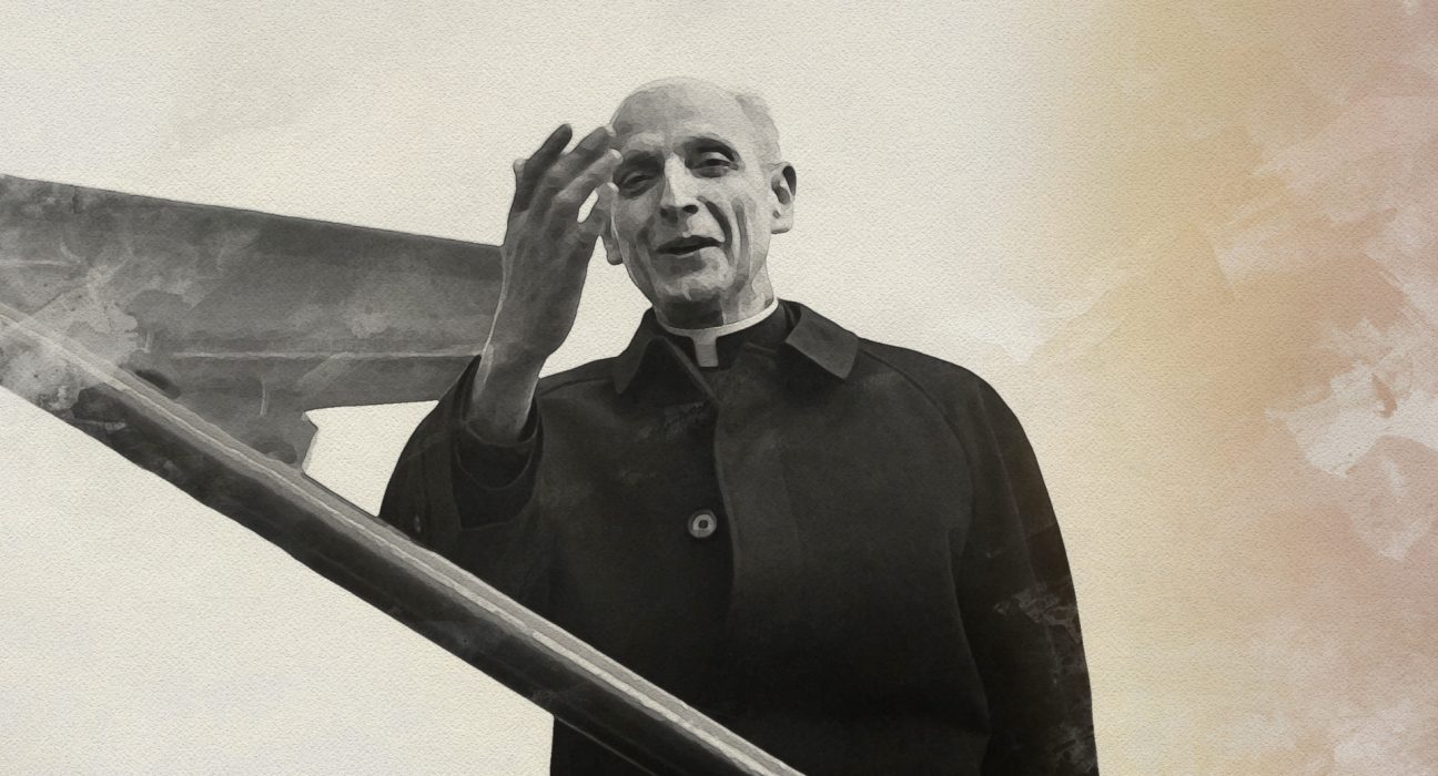 El pare Arrupe en una fotografia editada