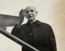 El pare Arrupe en una fotografia editada