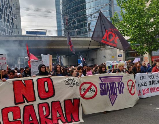 Manifestació de la JOCI a Brussel·les contra el feixisme i el racisme, el 2019