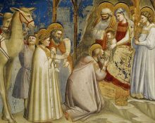 L'Adoració dels Reis (c. 1305), de Giotto di Bondone, pintada a la Capella Scrovegni de Pàdua (Itàlia)