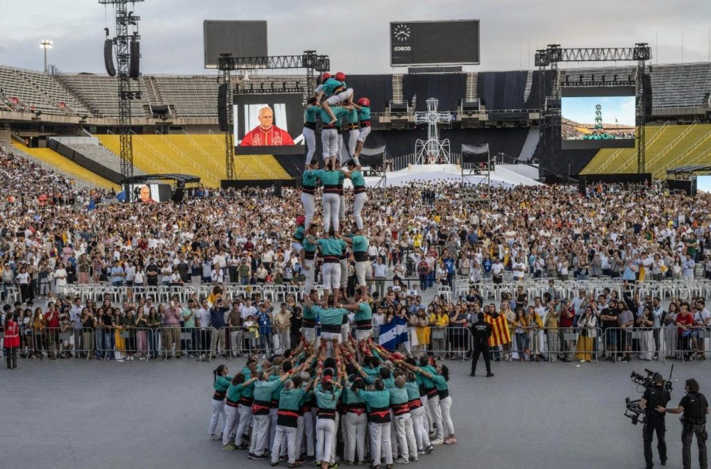 Un castell en tribut al papa Lleó XIV a l’estadi Olímpic Lluís Companys de Barcelona | © Vatican News